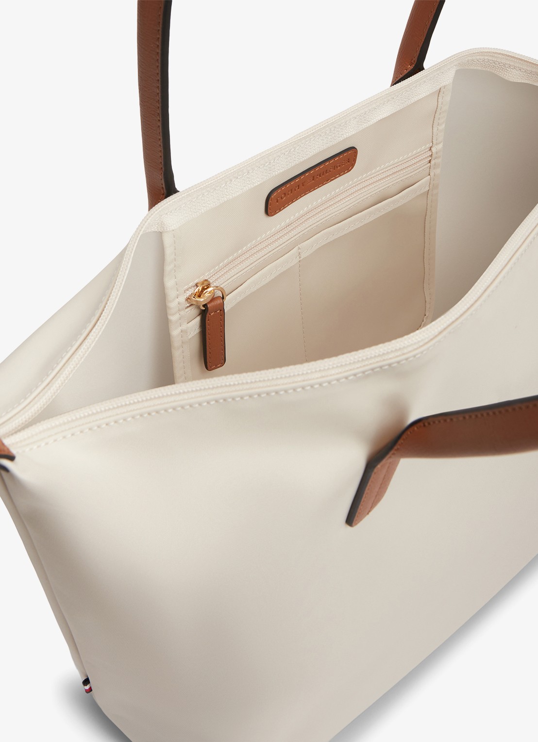 Tommy Hilfiger Tote shopper met logo - achterkant 3 creme