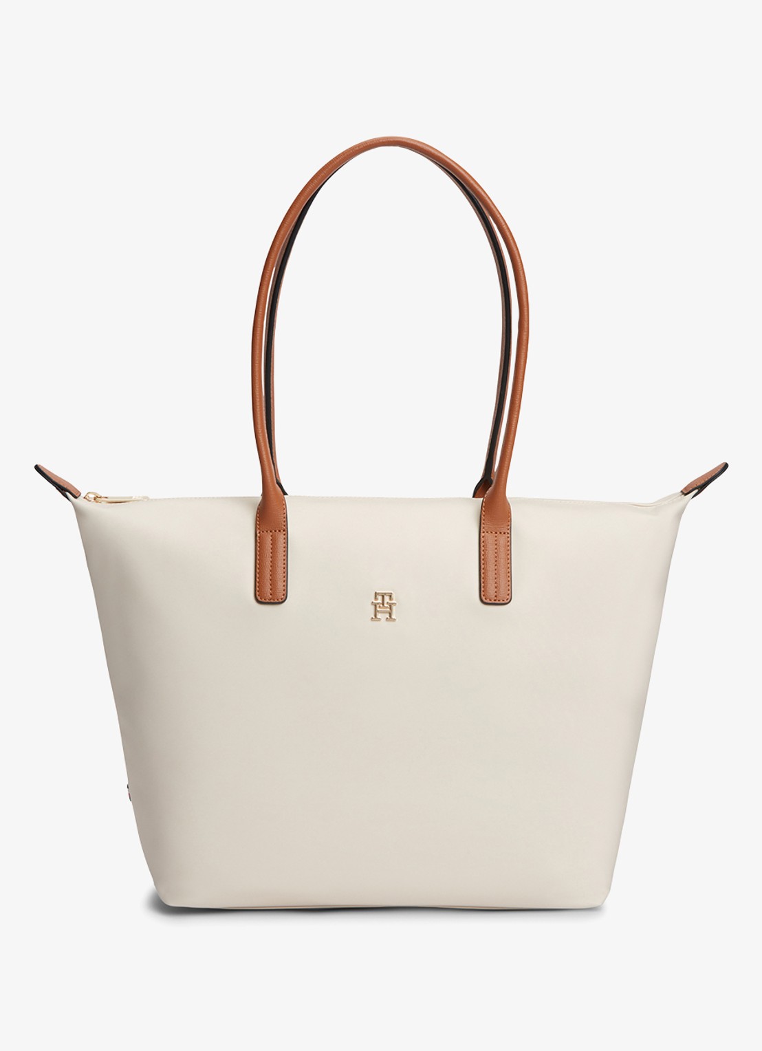Tommy Hilfiger Tote shopper met logo - voorkant creme