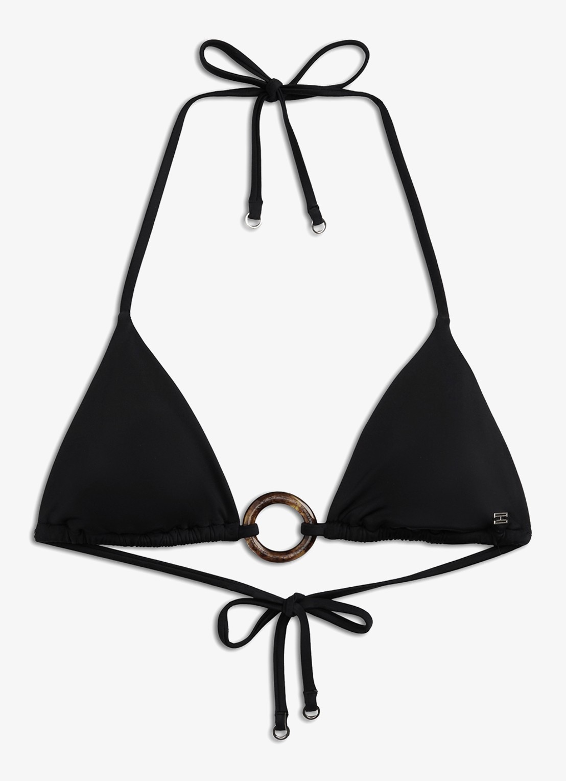 Tommy Hilfiger Triangel bikinitop met uitneembare vulling - voorkant zwart