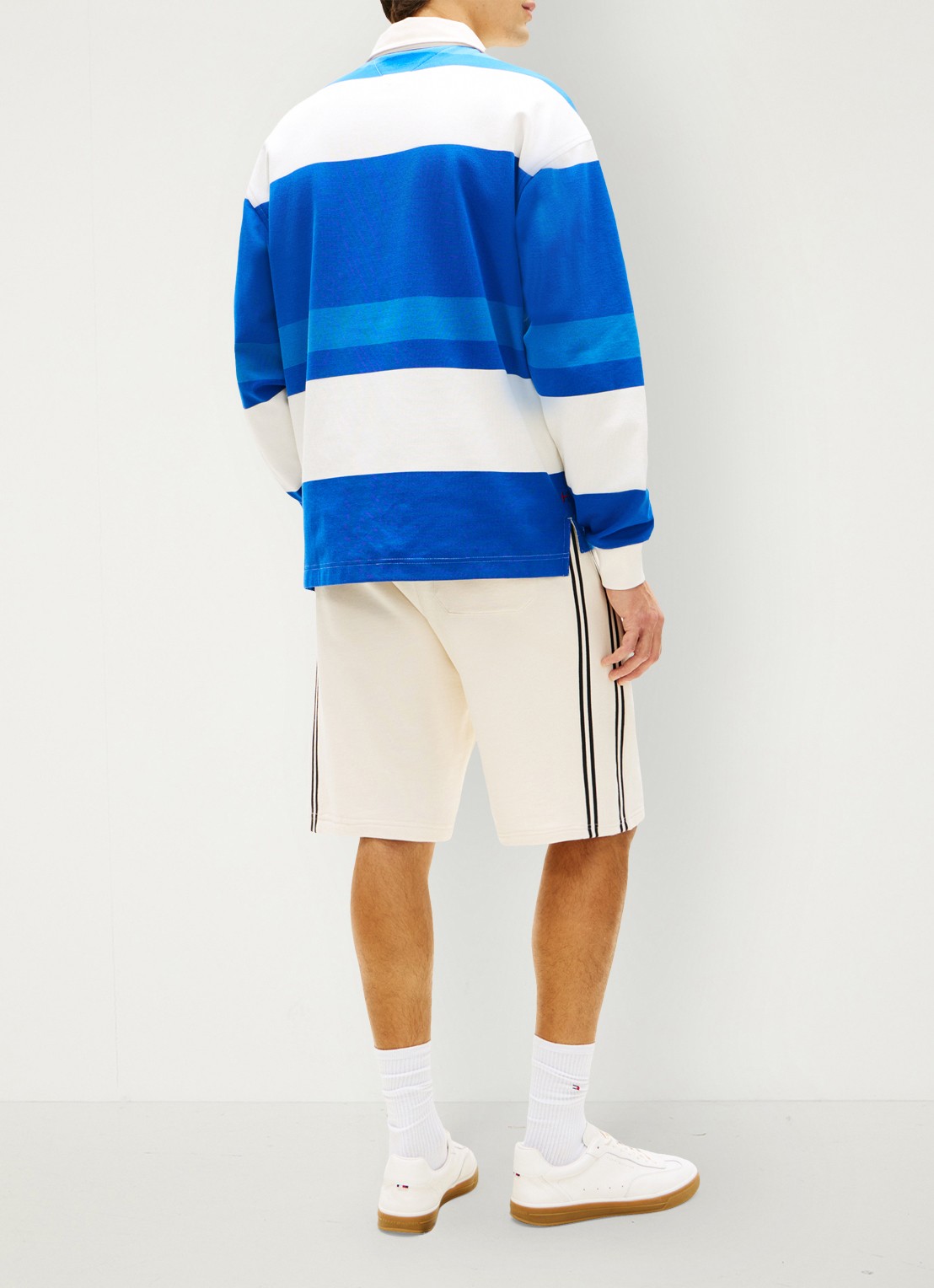 Tommy Hilfiger Trui met polokraag en streepprint - achterkant blauw