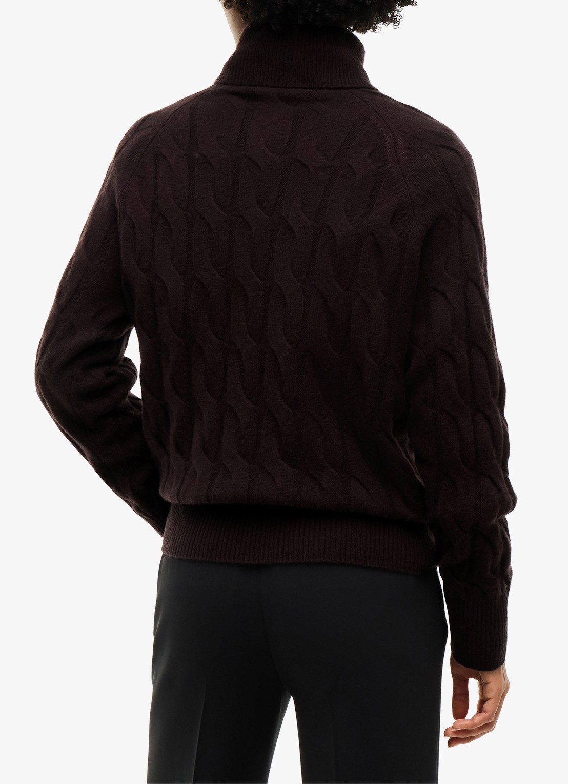 Tommy Hilfiger Trui van wol met col  - achterkant donkerbruin