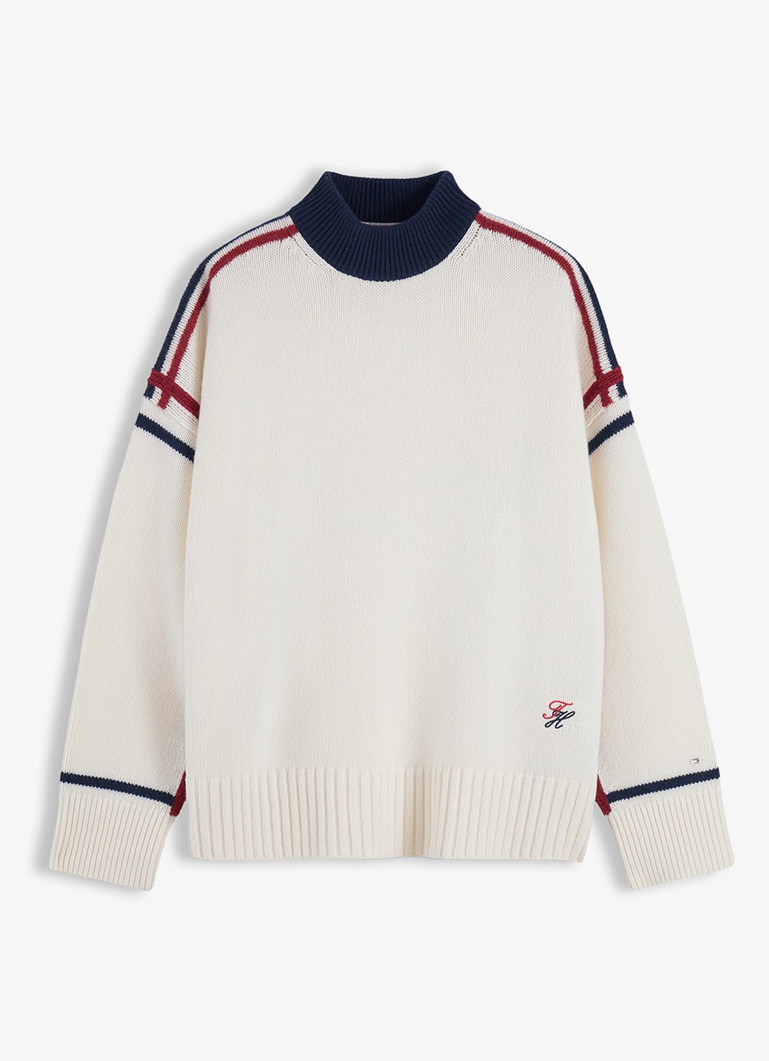 Tommy Hilfiger Trui van wol met col - voorkant 2 ivoor