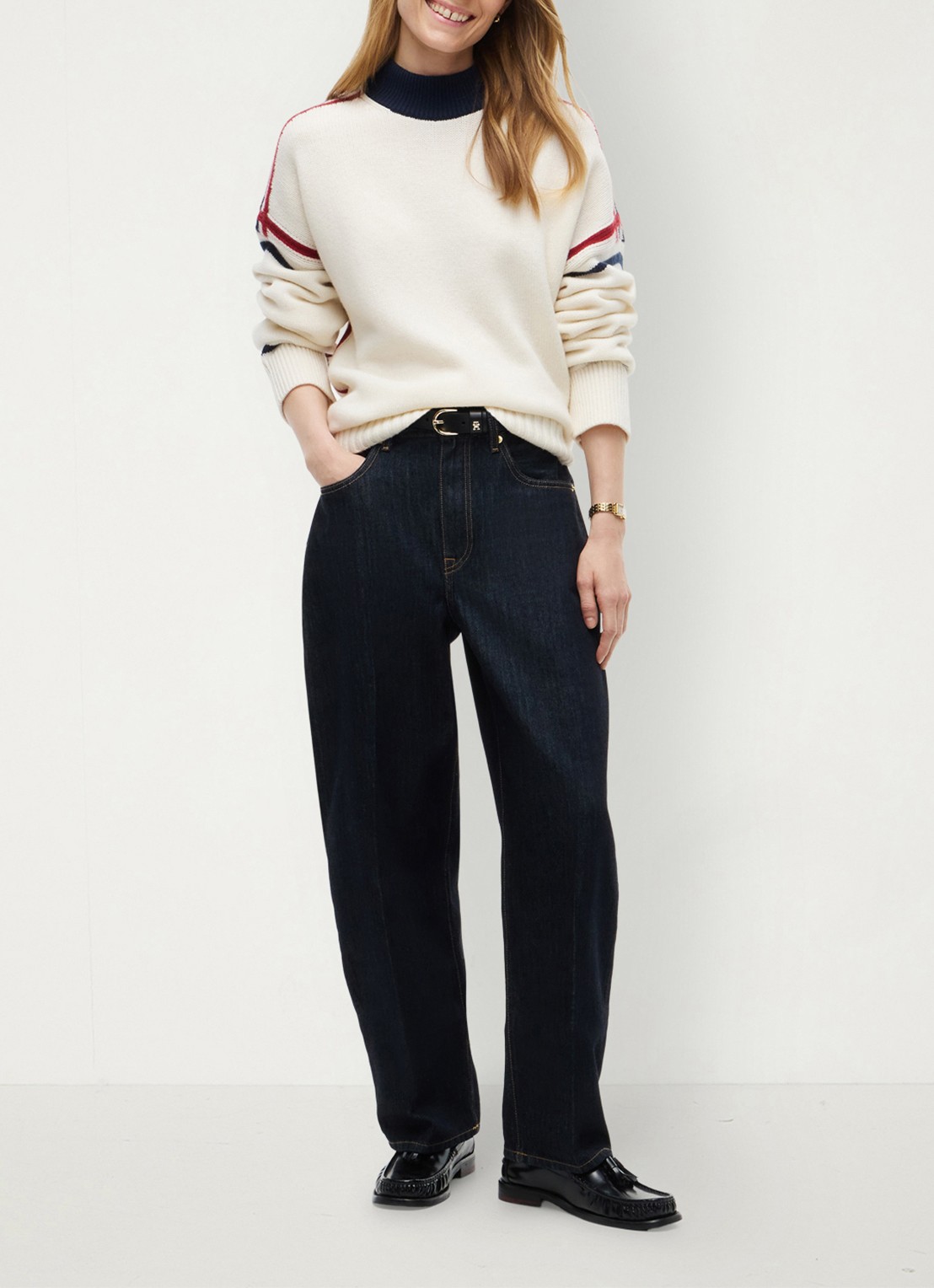 Tommy Hilfiger Trui van wol met col - voorkant 3 ivoor