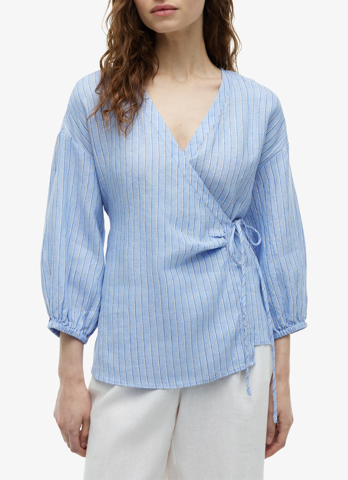Tommy Hilfiger Tuniek met strikceintuur - detail lichtblauw
