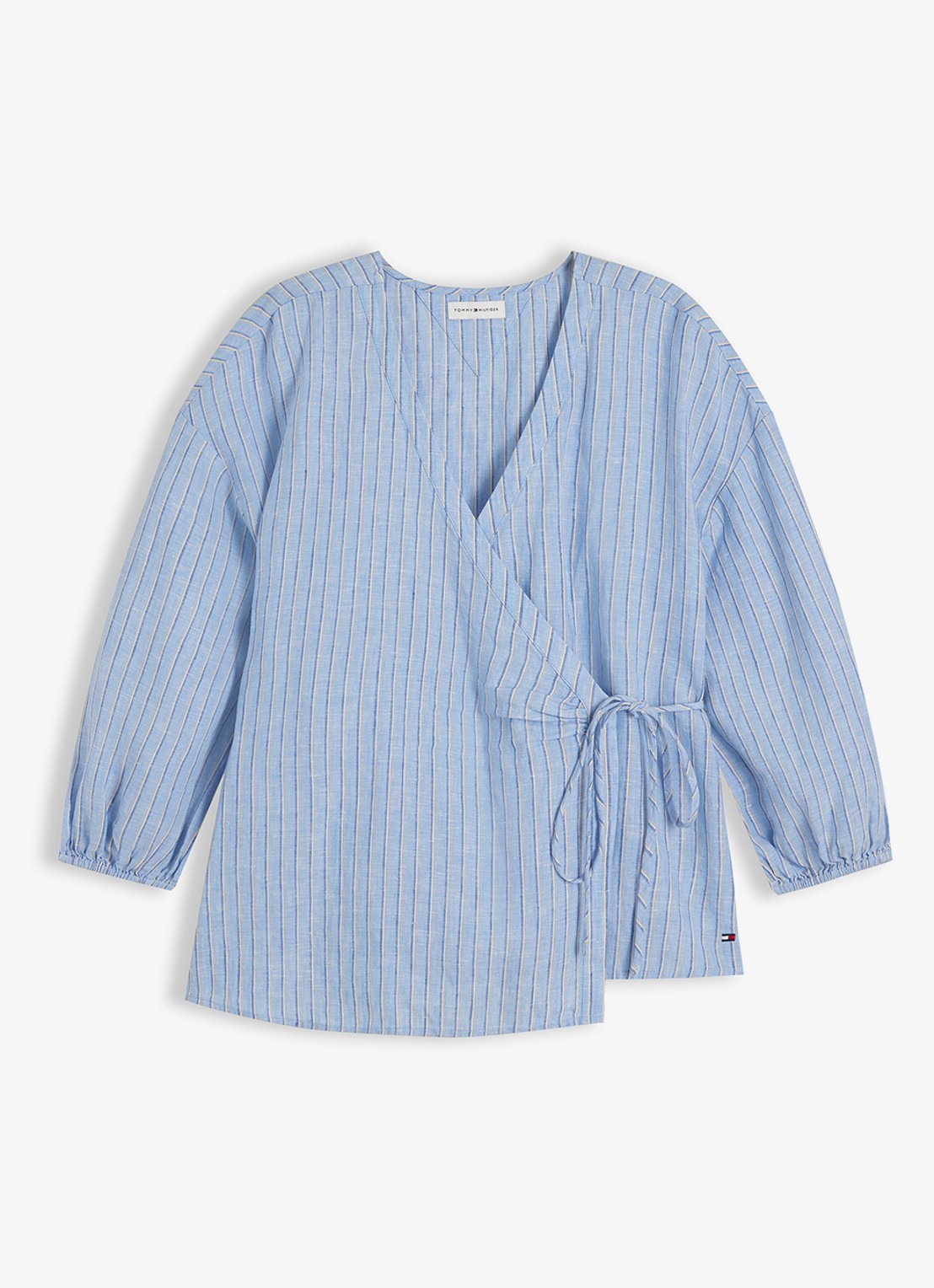 Tommy Hilfiger Tuniek met strikceintuur - voorkant 3 lichtblauw