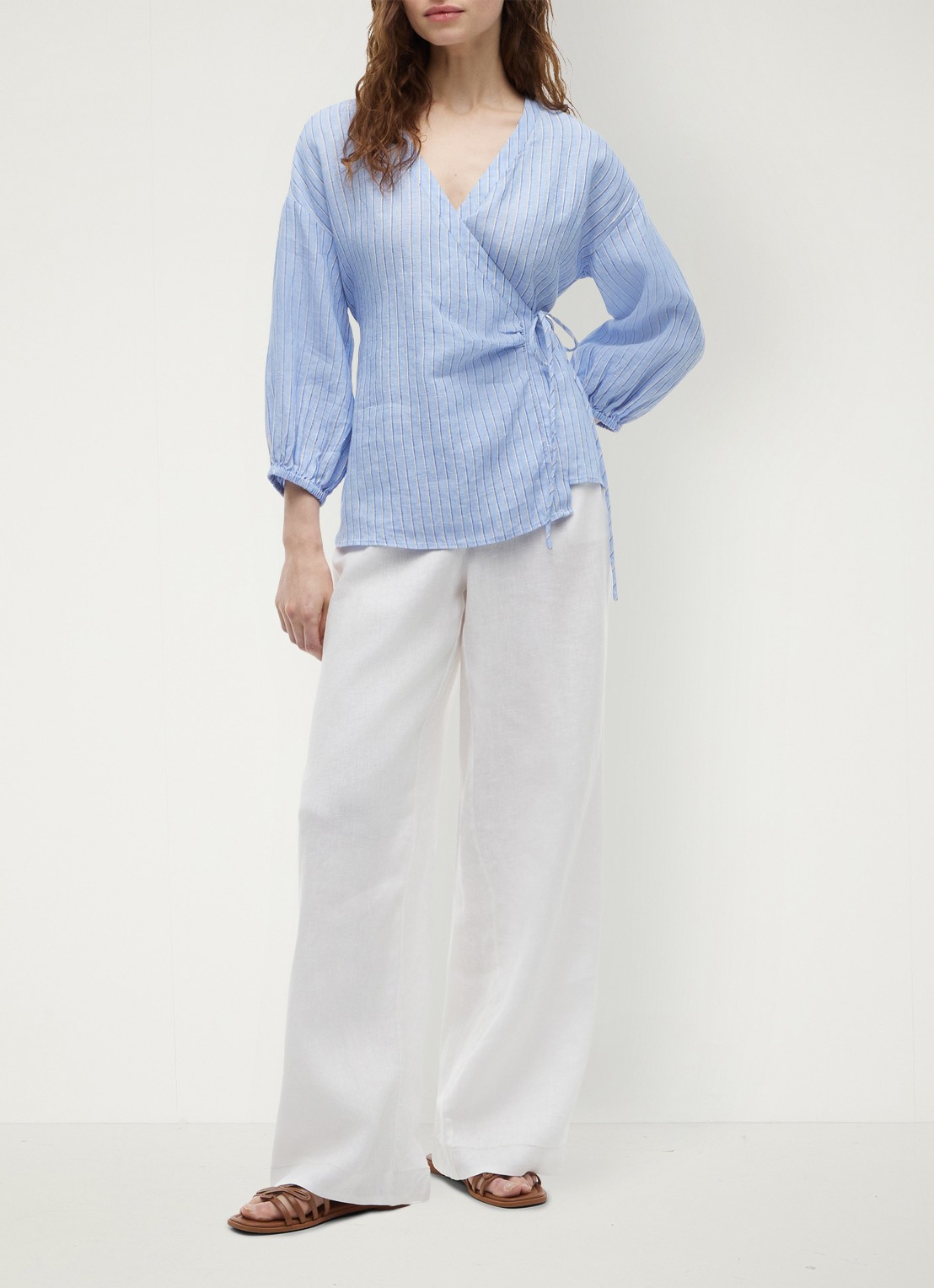 Tommy Hilfiger Tuniek met strikceintuur - voorkant 4 lichtblauw