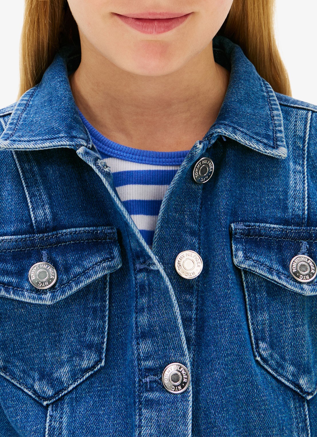 Tommy Hilfiger Tuniekjurk van denim met steekzakken - detail donkerblauw