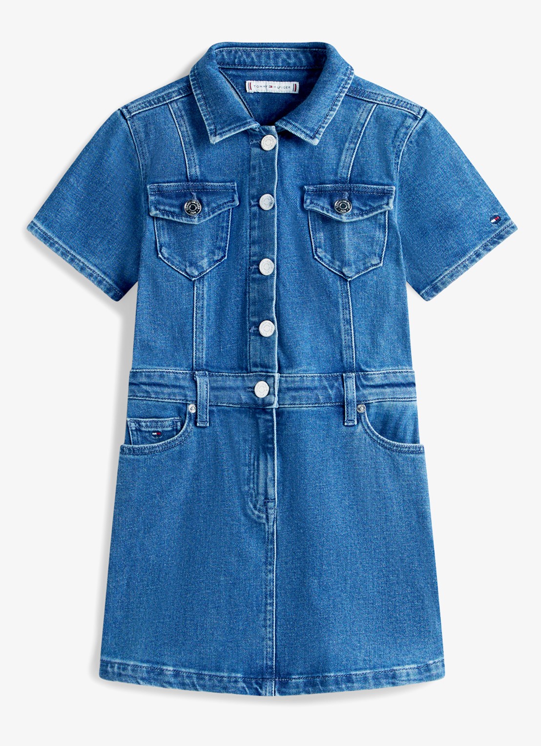 Tommy Hilfiger Tuniekjurk van denim met steekzakken - voorkant 4 donkerblauw
