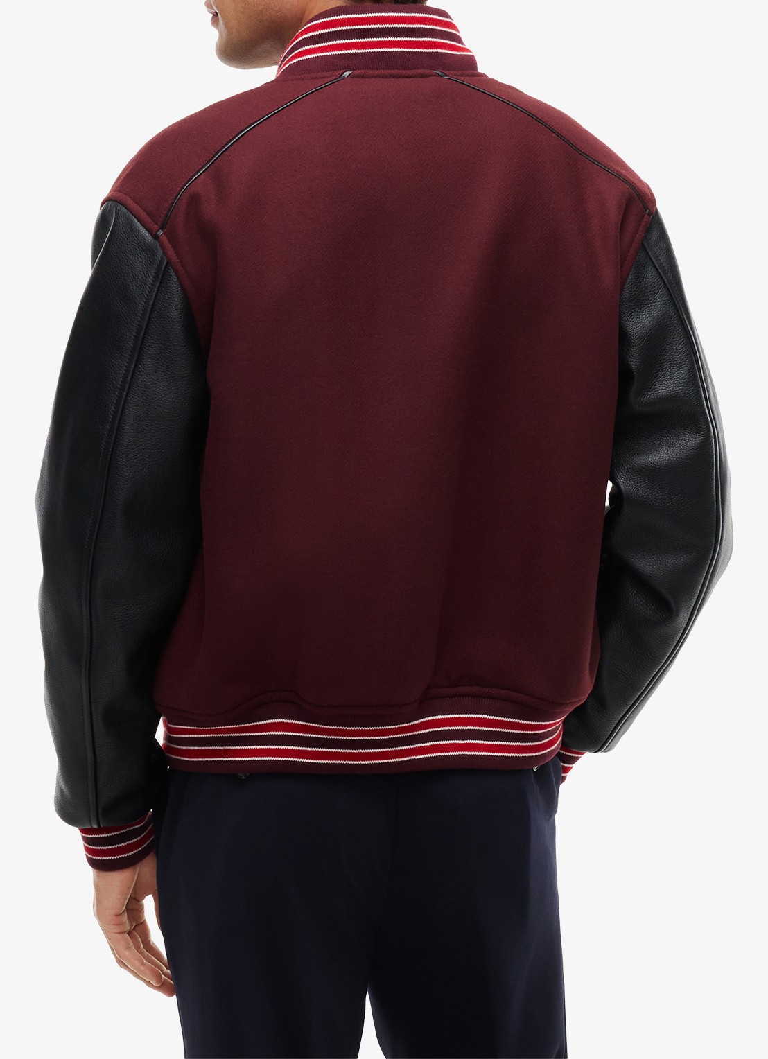 Tommy Hilfiger Varsity baseball jack in kasjmierblend  - achterkant 5 bordeauxrood