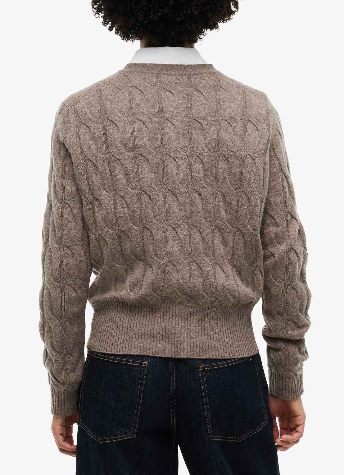 Tommy Hilfiger Vest van wol met logo  - achterkant 4 bruin