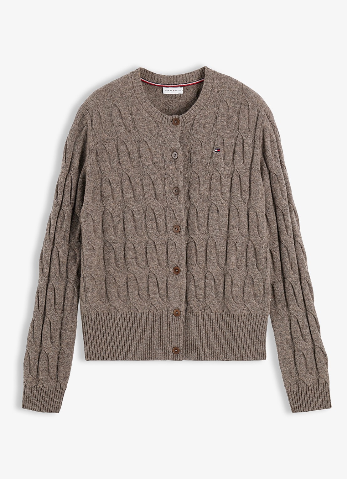 Tommy Hilfiger Vest van wol met logo  - voorkant 5 bruin