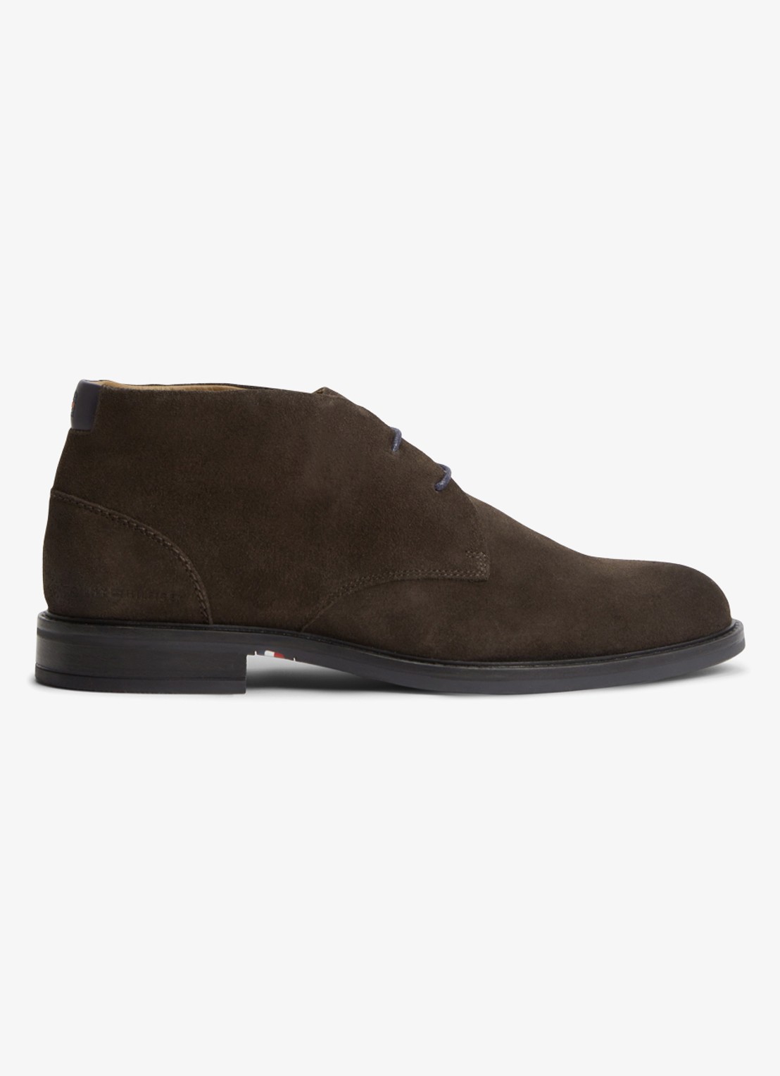 Tommy Hilfiger Veterschoen van suède - voorkant donkerbruin