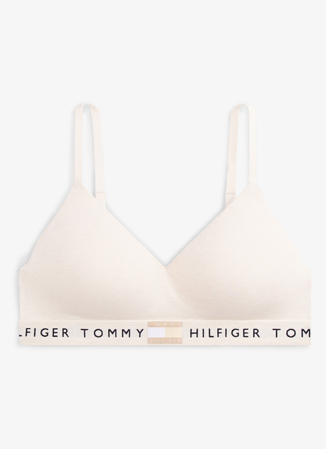 Tommy Hilfiger Voorgevormde bh met logoband - voorkant beige