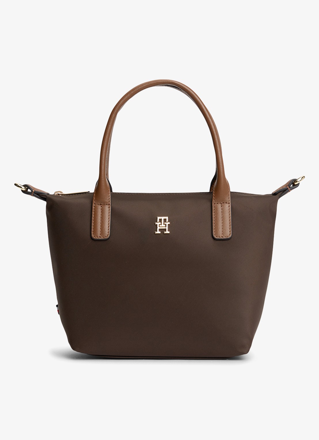 Tommy Hilfiger Webbing Crossbody Tote Bag - voorkant 2 fondant brown-gug