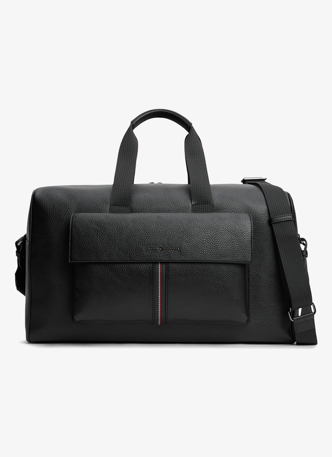Tommy Hilfiger Weekendtas met logo en afneembare schouderriem - voorkant 4 zwart