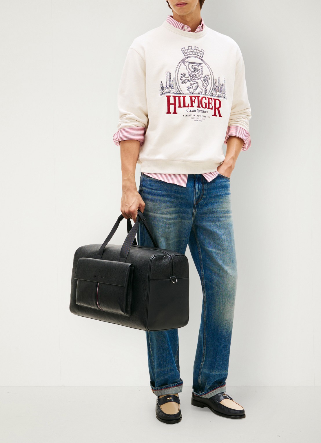 Tommy Hilfiger Weekendtas met logo en afneembare schouderriem - voorkant 5 zwart