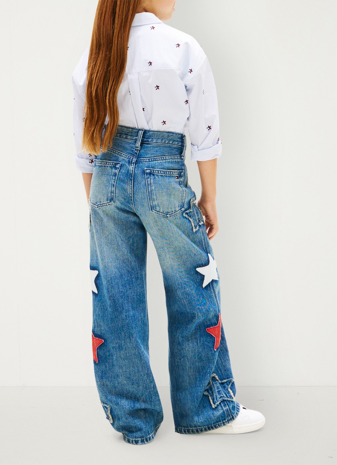 Tommy Hilfiger Wide leg jeans met borduring - achterkant 5 indigo