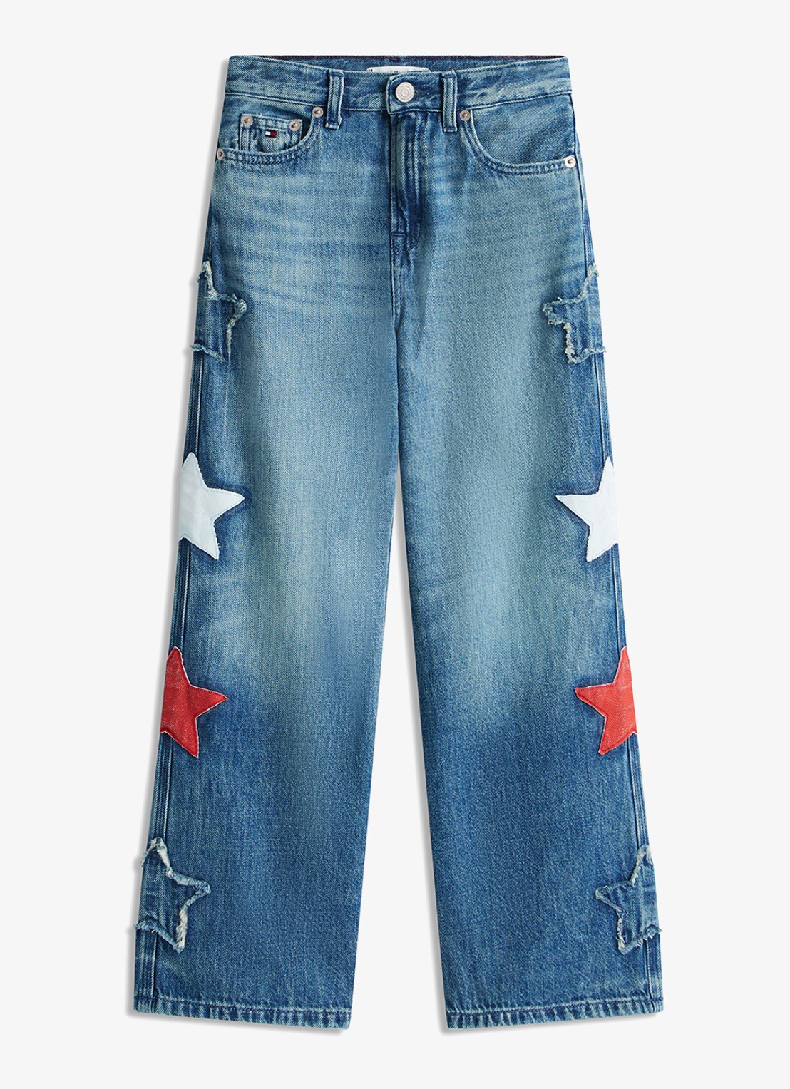 Tommy Hilfiger Wide leg jeans met borduring - voorkant 3 indigo