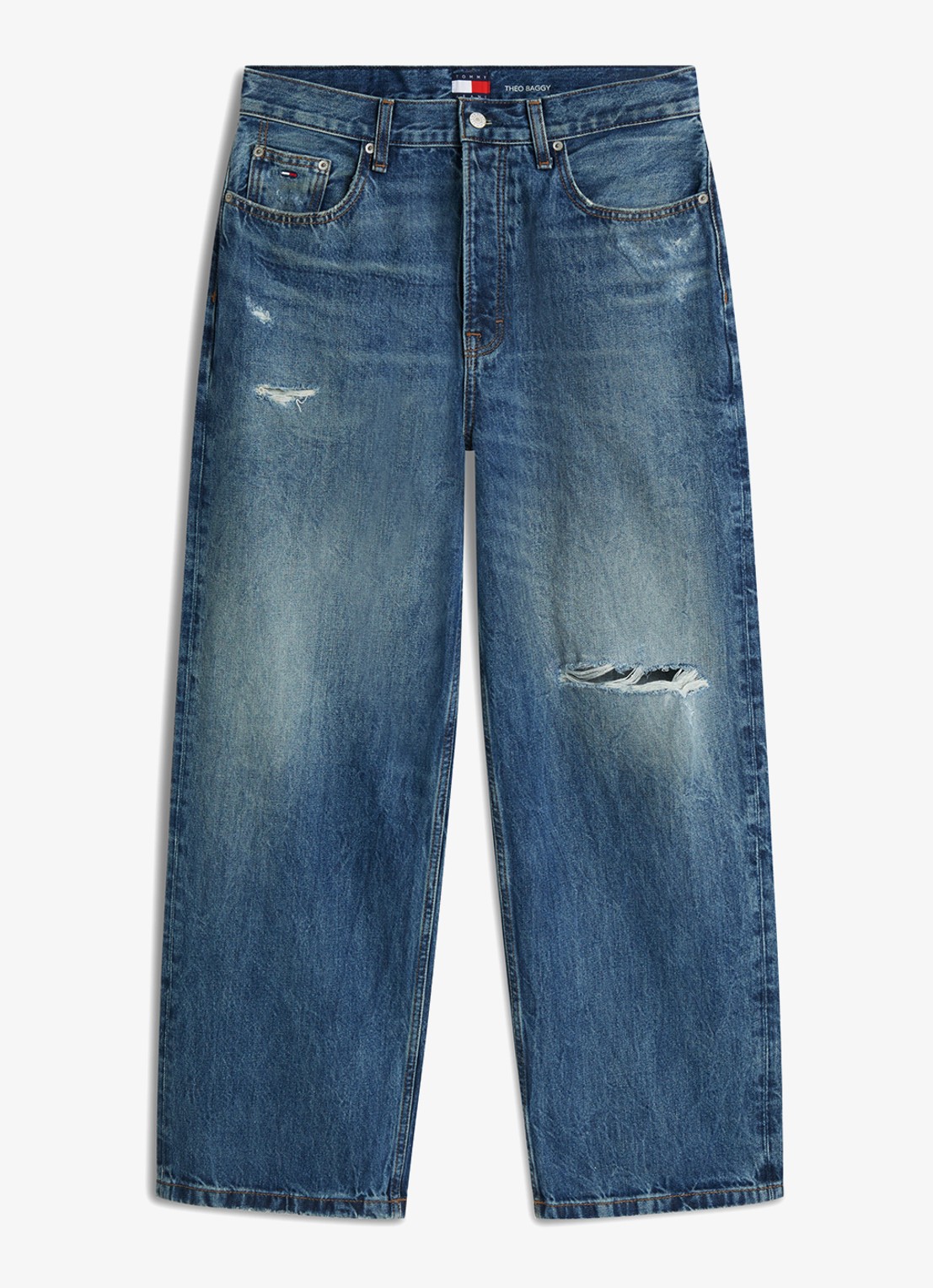 Tommy Hilfiger Wide leg jeans met medium wassing  - voorkant denim