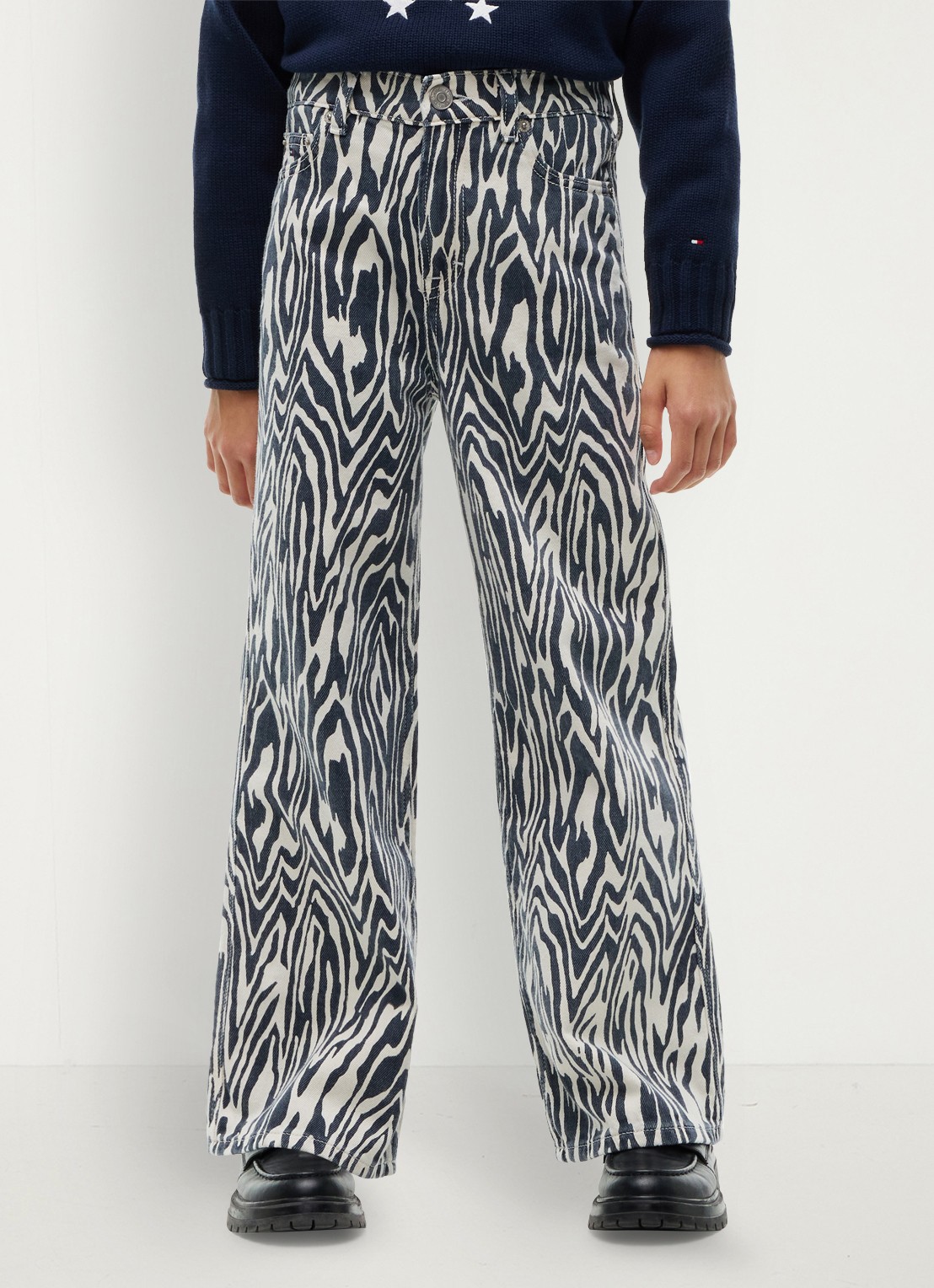 Tommy Hilfiger Wide leg jeans met zebraprint - detail 4 multicolor