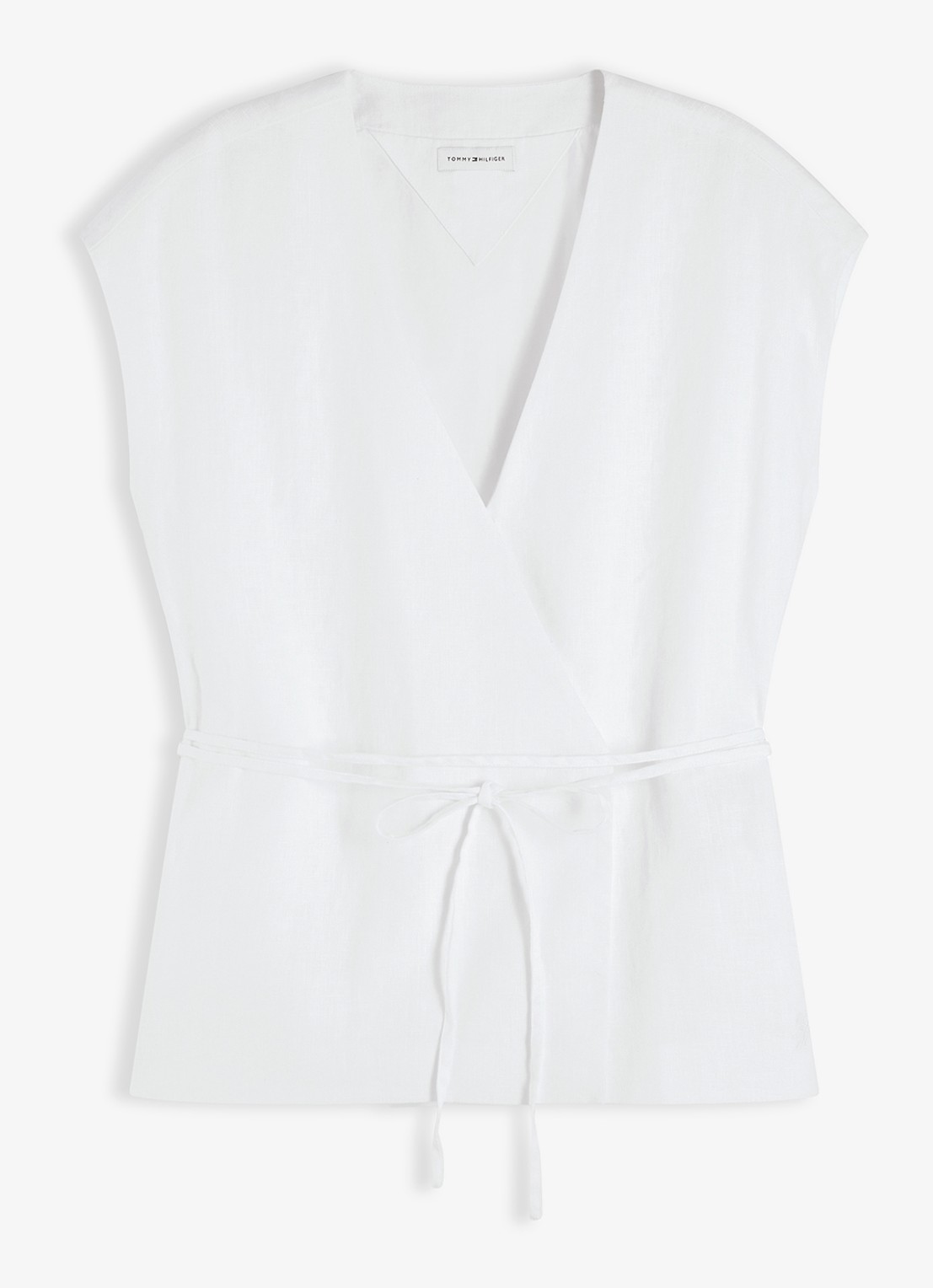 Tommy Hilfiger Wikkeltop met strikceintuur - voorkant 4 wit