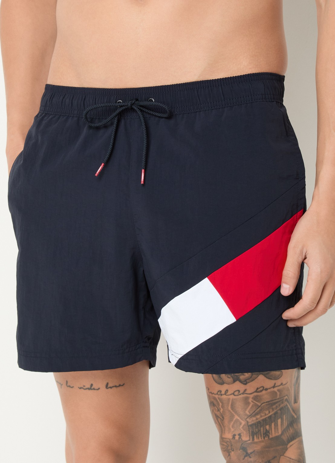 Tommy Hilfiger Zwemshorts met logoprint en steekzakken - detail 3 donkerblauw