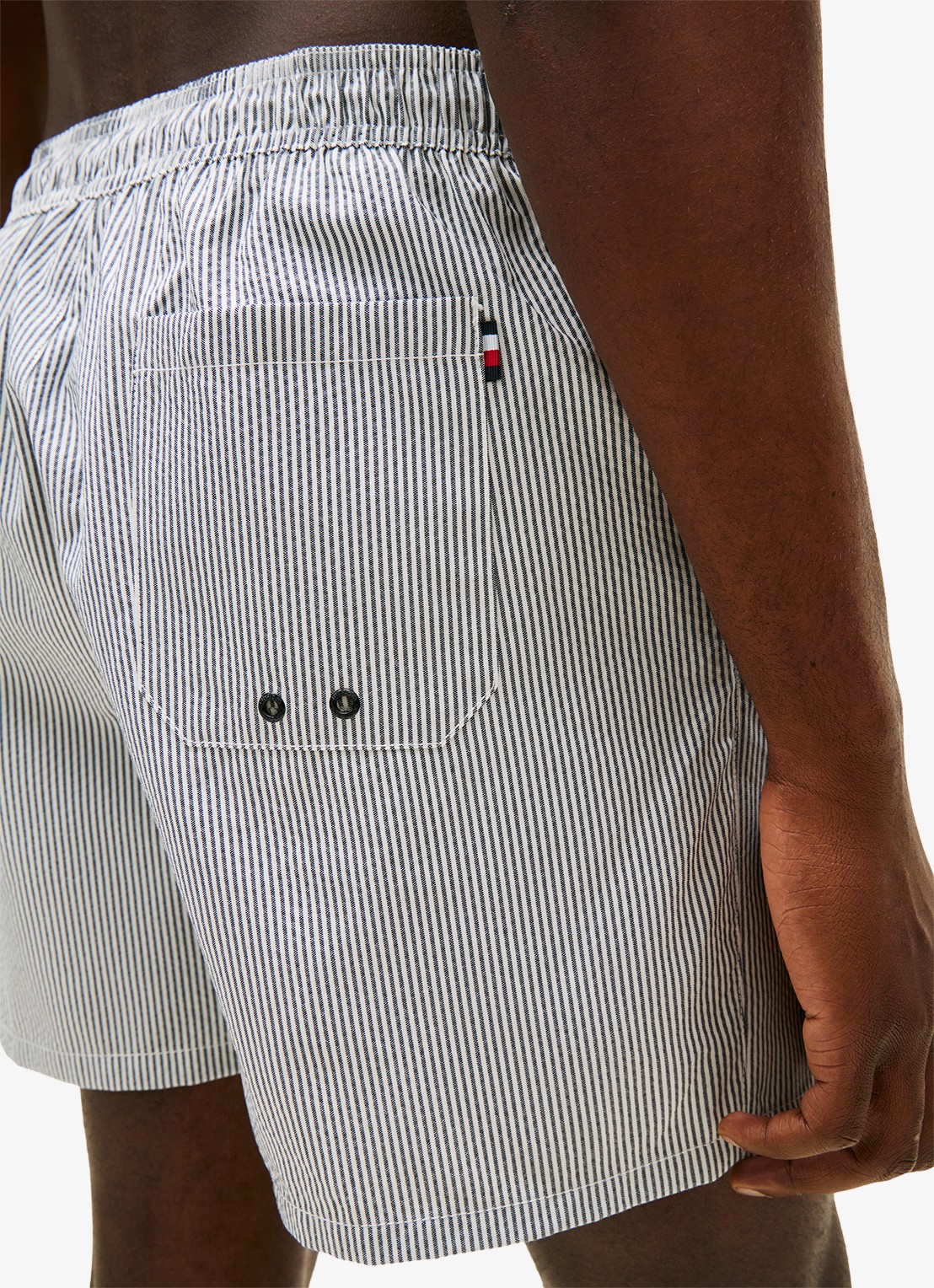 Tommy Hilfiger Zwemshorts met streepprint en logo - detail 5 grijs