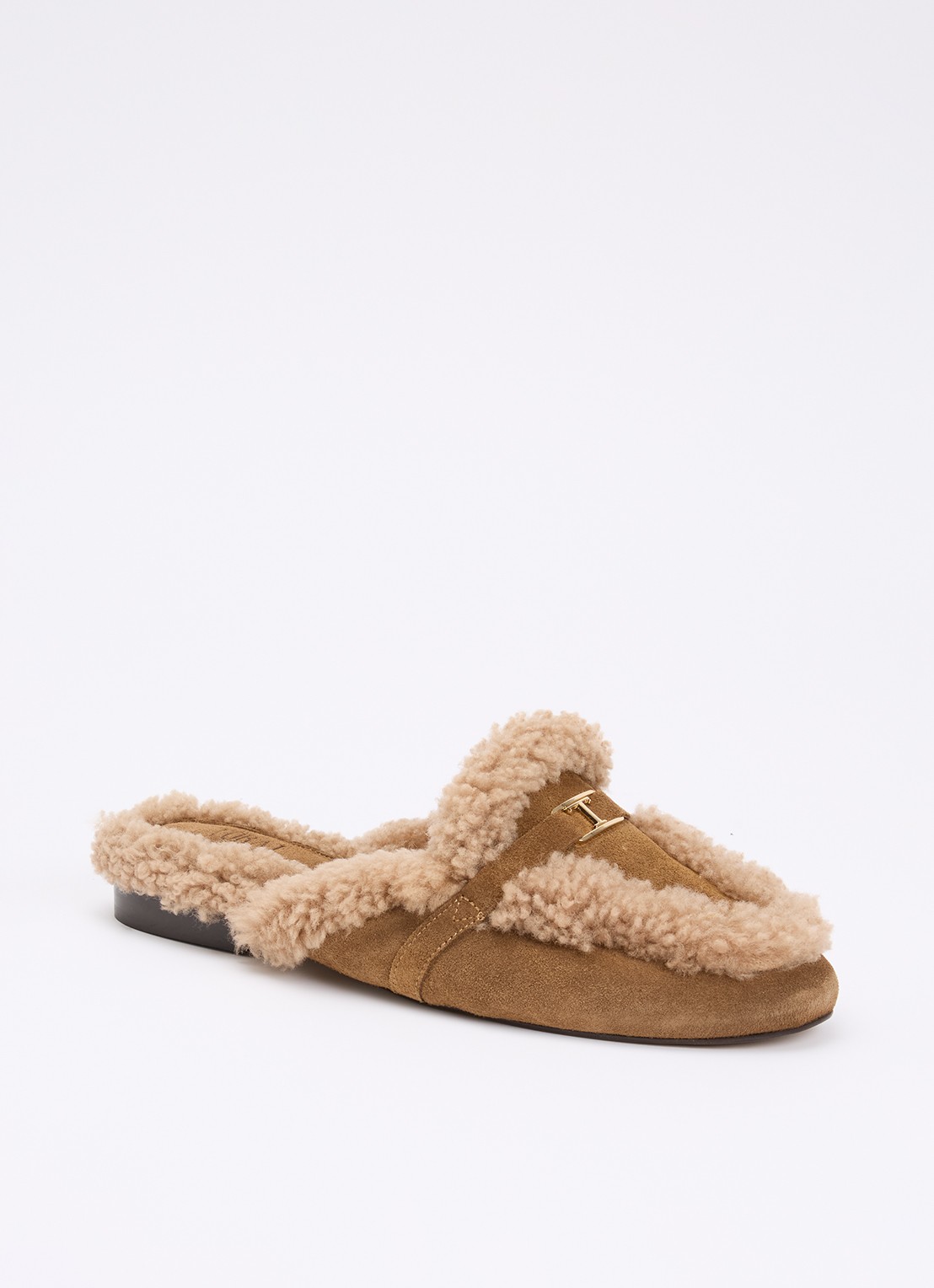 Toral Daphne loafer van suède met details van teddy - voorkant 2 lichtbruin
