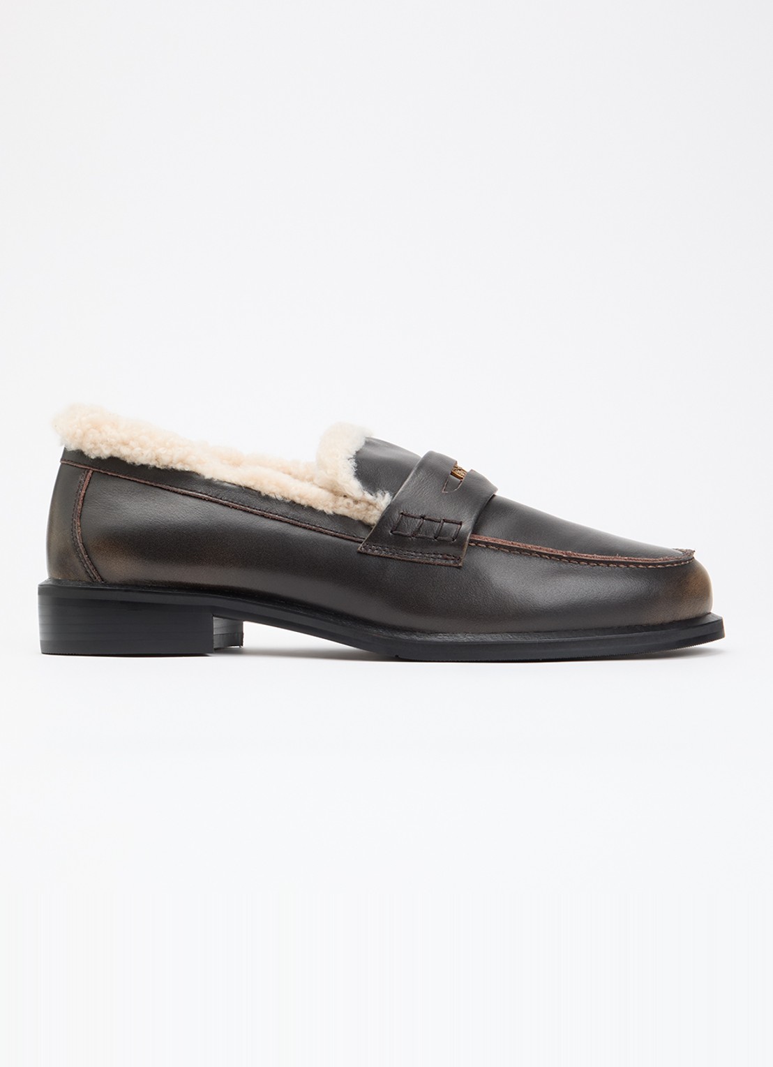 Toral Noa Flo loafer van leer  - voorkant donkerbruin