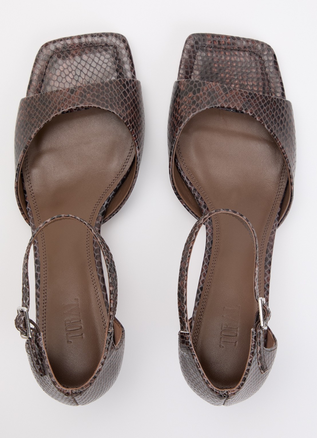 Toral Rubby sandalette van leer met slangenprint - detail 3 bruin