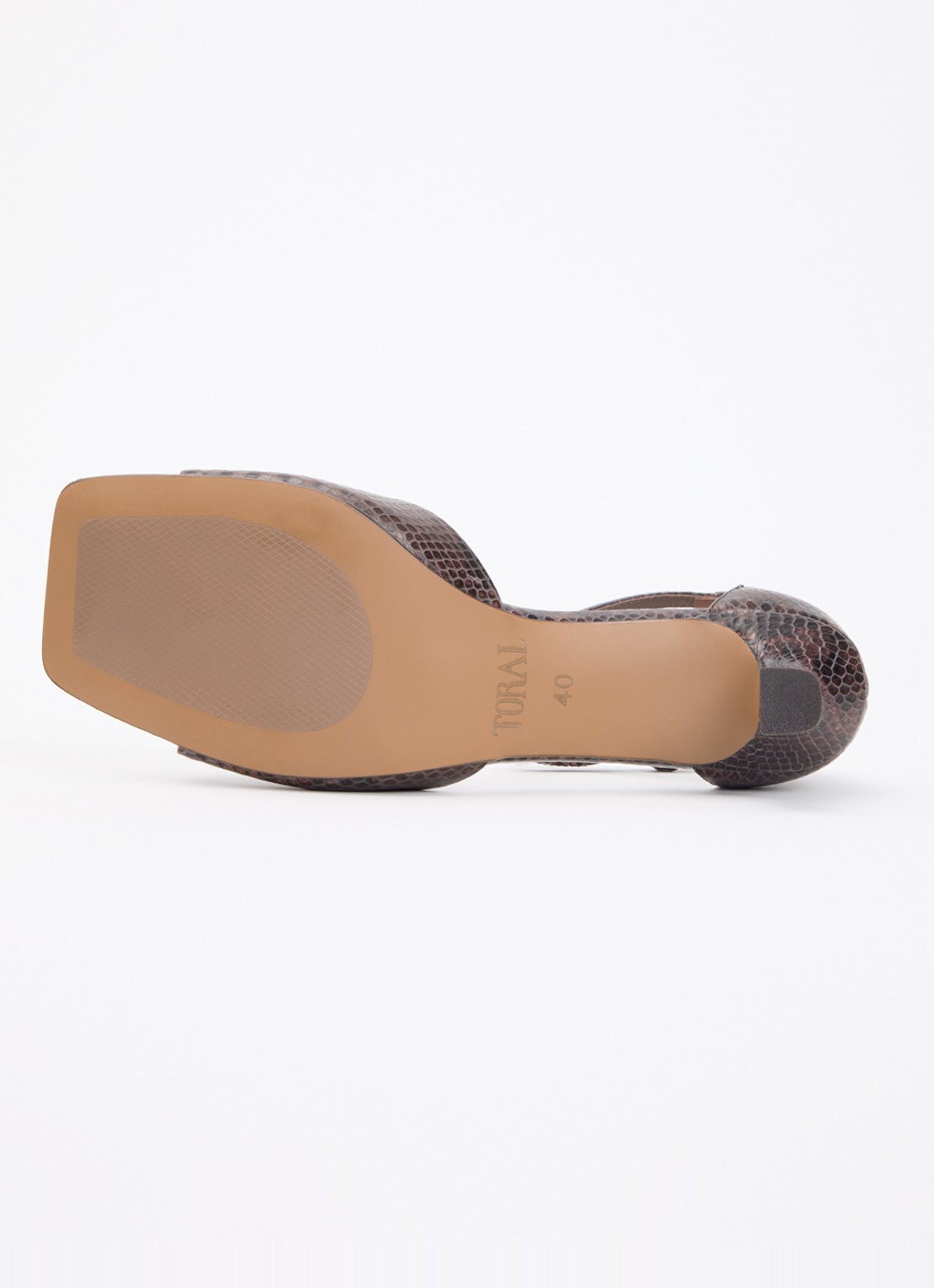 Toral Rubby sandalette van leer met slangenprint - detail 4 bruin