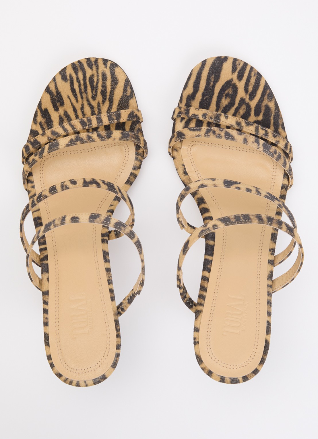 Toral Weekend sandalette van suède met panterprint - detail 4 beige
