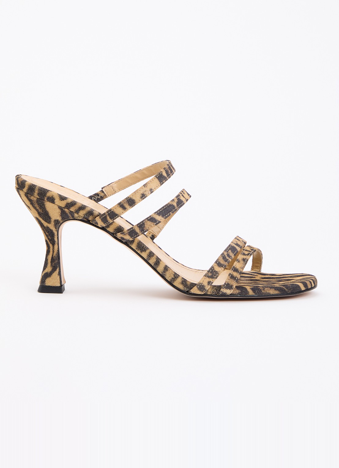 Toral Weekend sandalette van suède met panterprint - voorkant beige