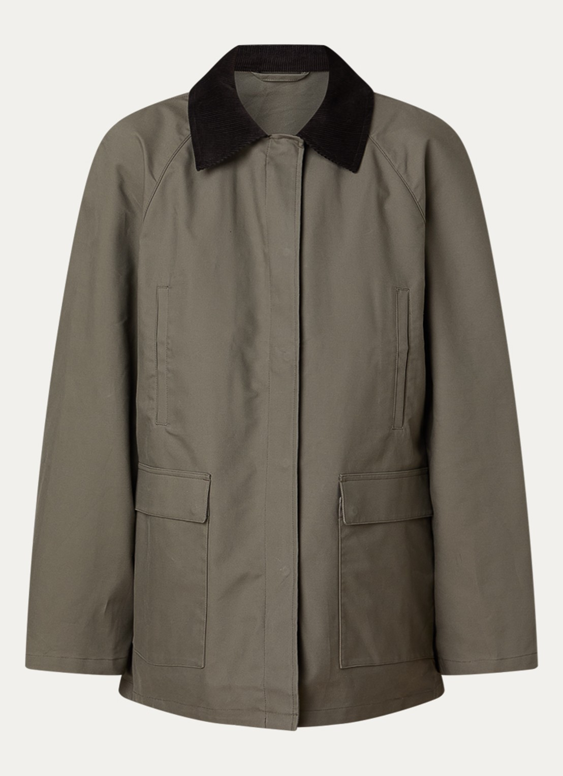 TOTEME Barn jack met details van corduroy en paspelzakken - voorkant 5 bronsgroen