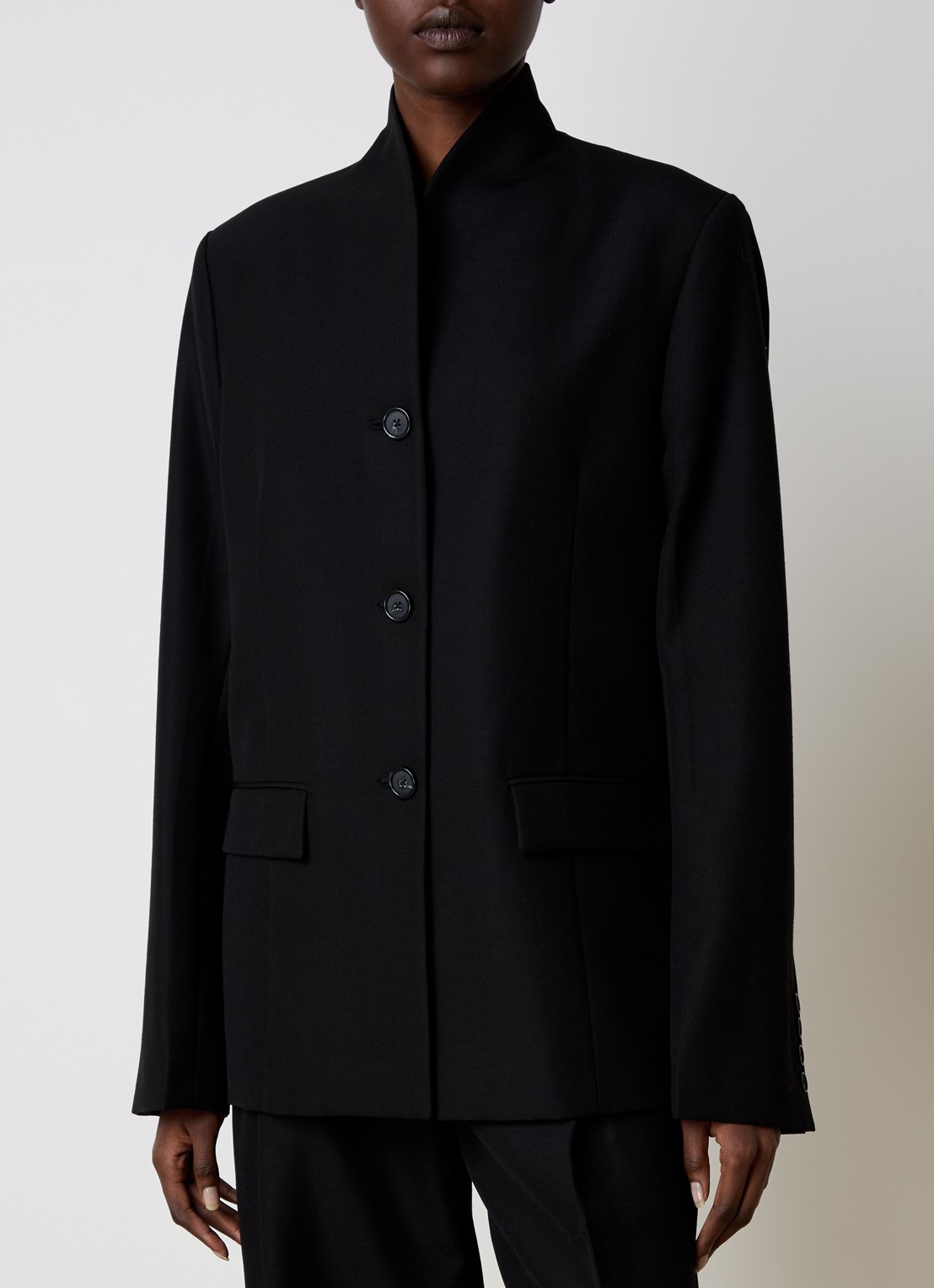 TOTEME Blazer in wolblend met klepzakken - detail 4 zwart