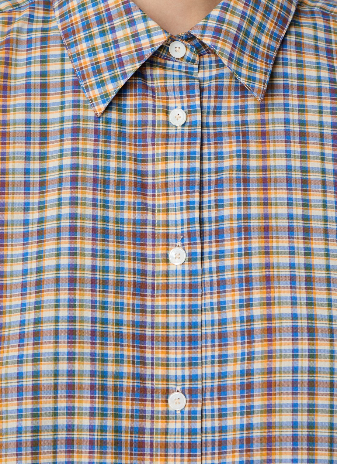 TOTEME Blouse met ruitdessin  - detail 2 okergeel