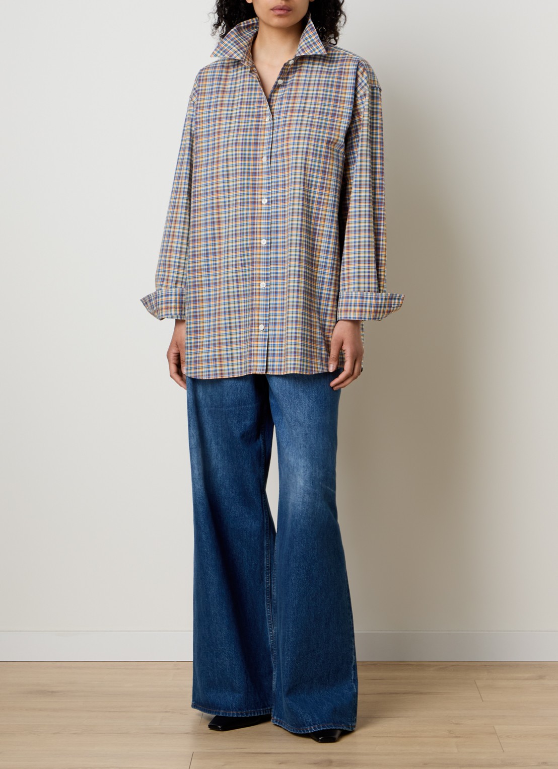 TOTEME Blouse met ruitdessin  - voorkant 5 okergeel