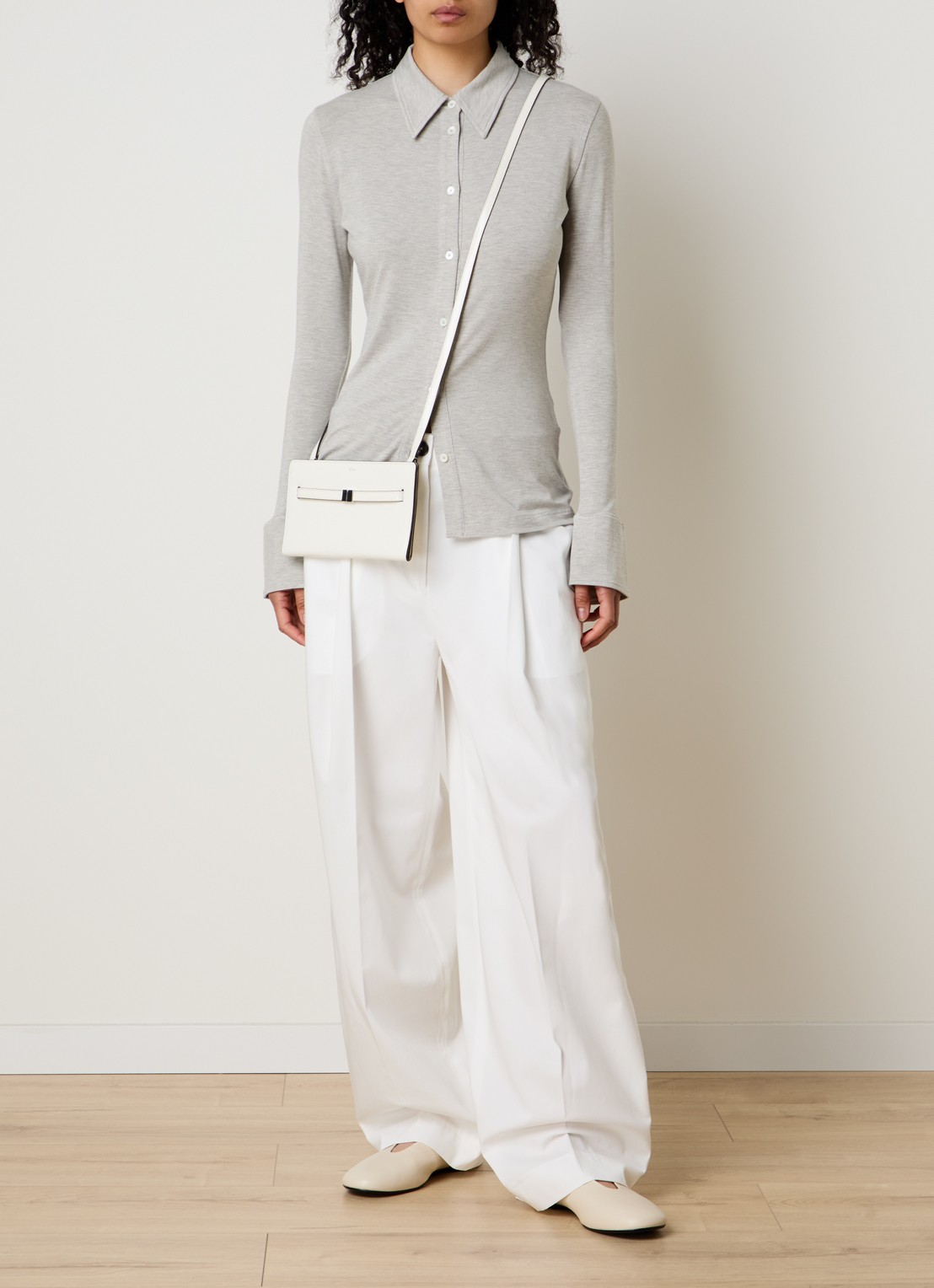 TOTEME Blouse van jersey met trompetmouw - voorkant 5 grijsmele