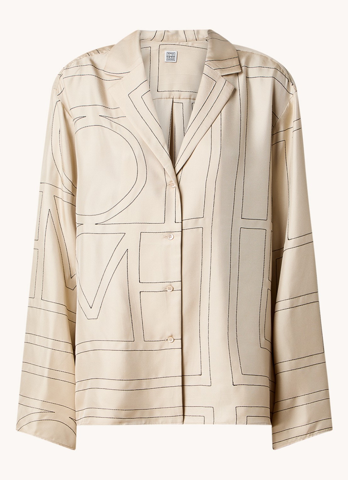 TOTEME Blouse van zijde met grafische print - voorkant 3 beige