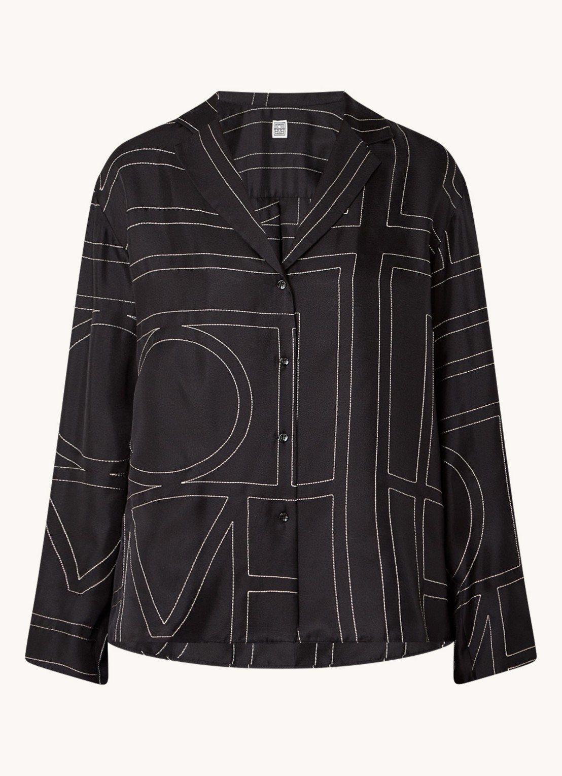 TOTEME Blouse van zijde met grafische print - voorkant 2 zwart