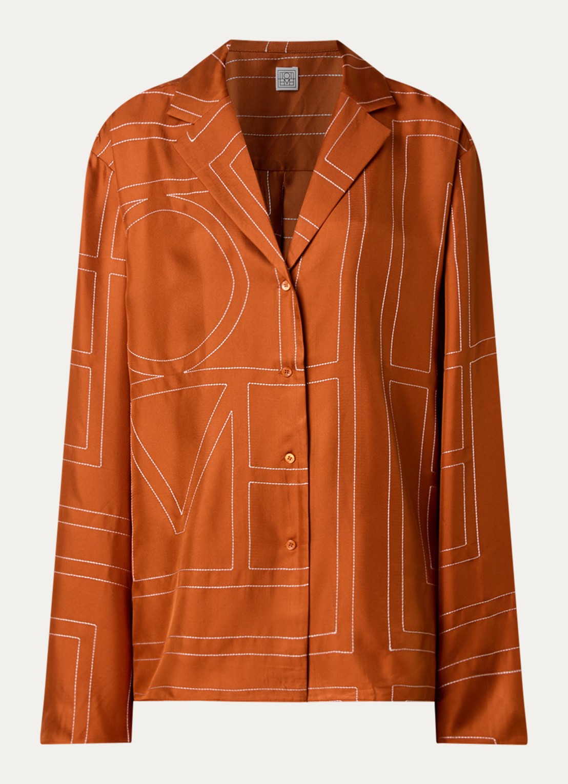 TOTEME Blouse van zijde met logoborduring - voorkant 4 oranjebruin