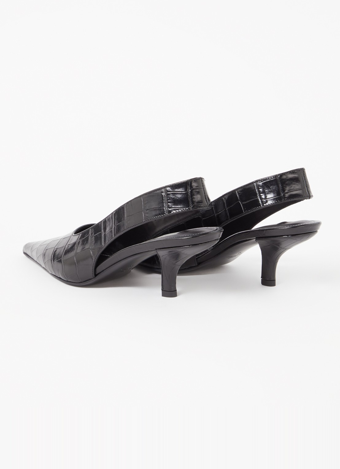 TOTEME Classic slingback van leer met crocostructuur - achterkant 8 zwart