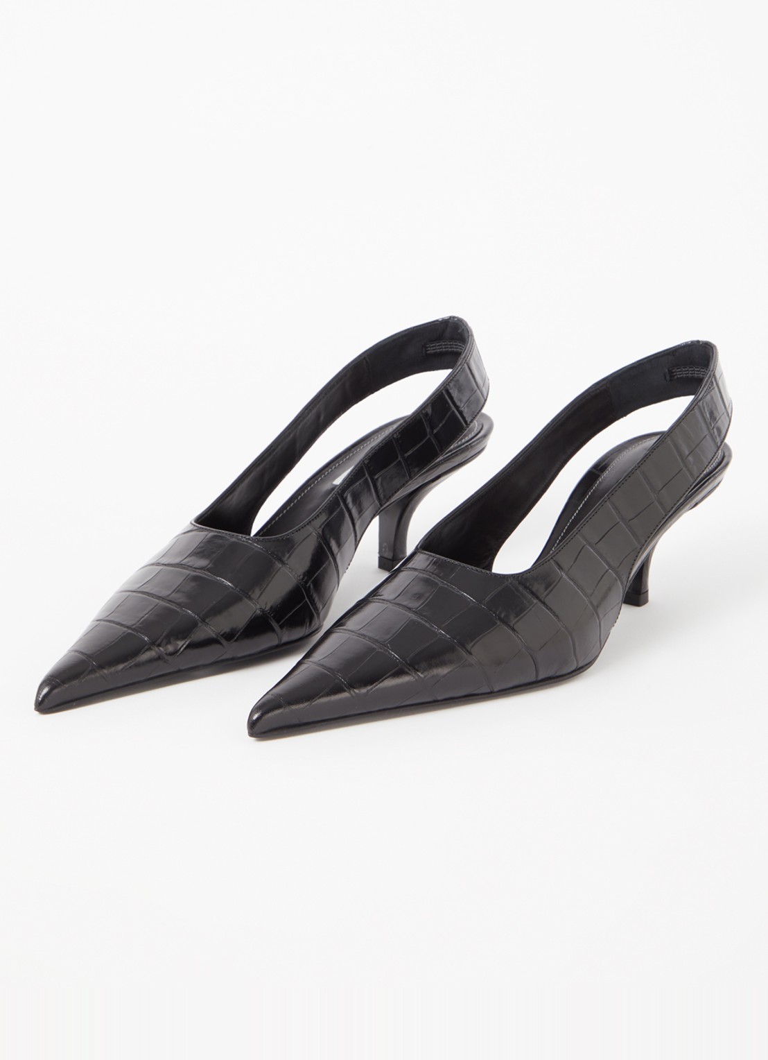 TOTEME Classic slingback van leer met crocostructuur - detail 4 zwart