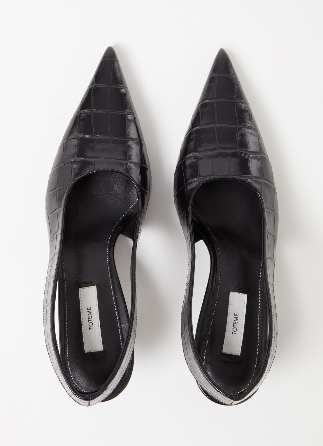 TOTEME Classic slingback van leer met crocostructuur - detail 5 zwart