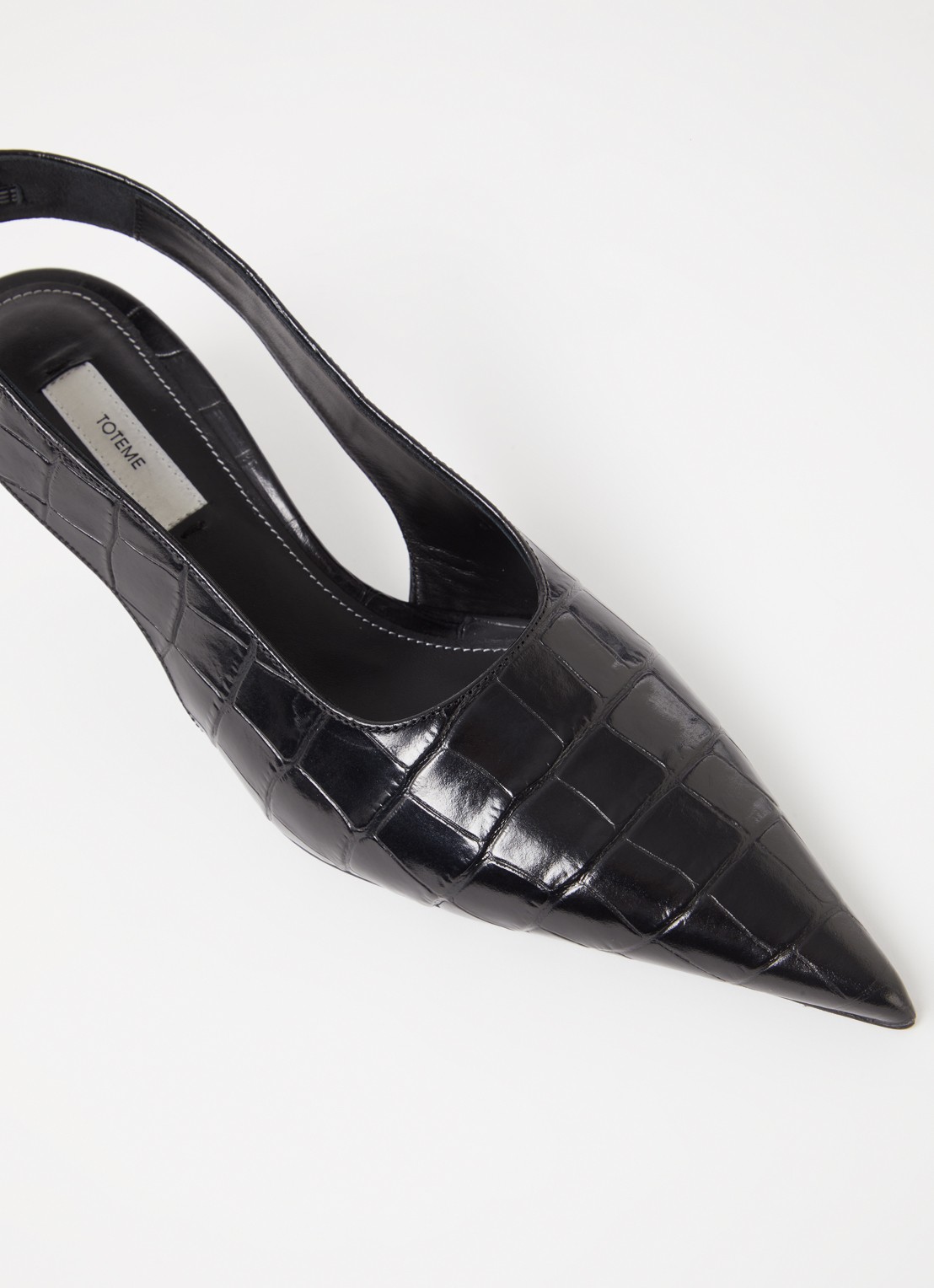 TOTEME Classic slingback van leer met crocostructuur - detail 7 zwart