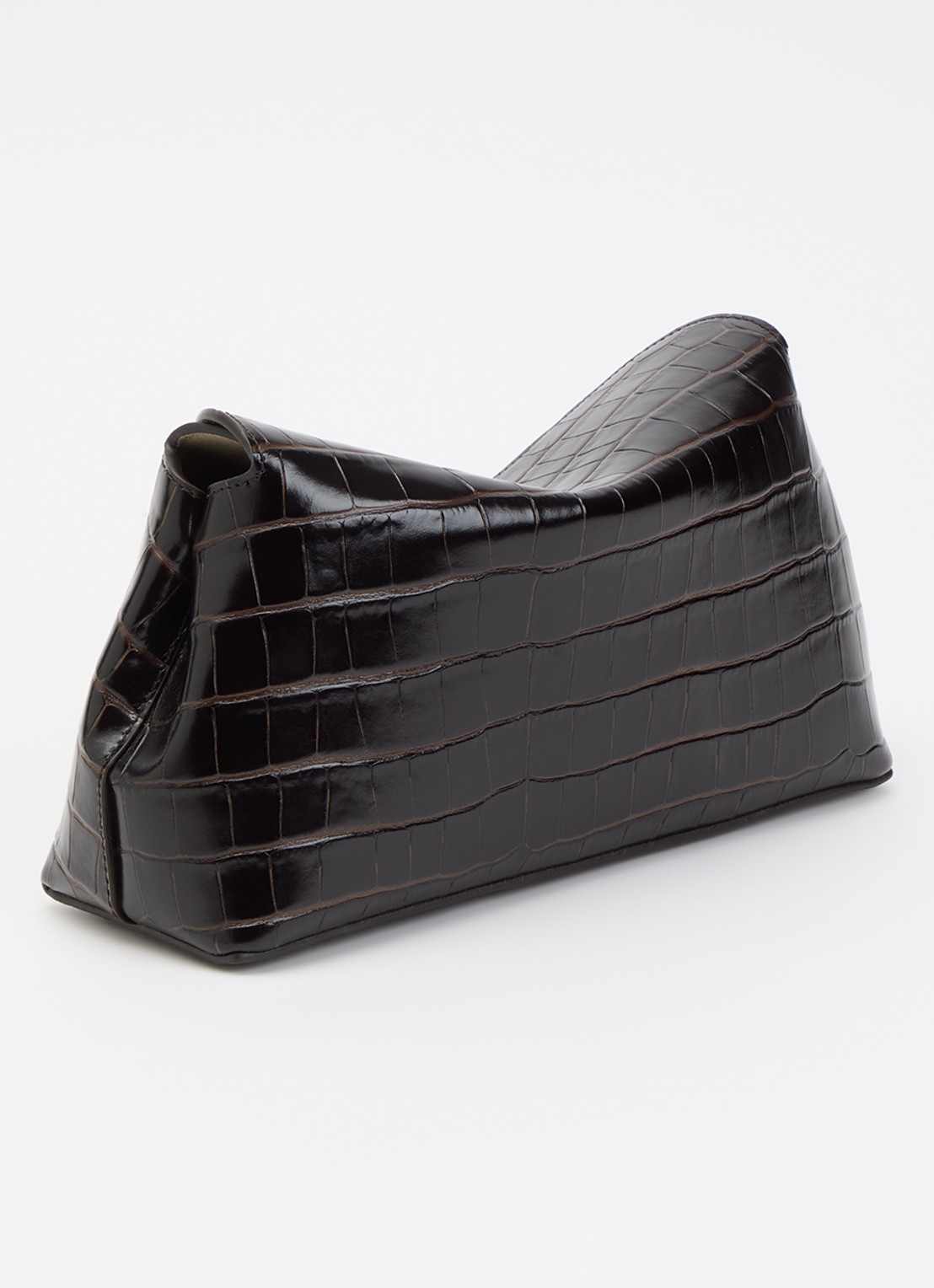 TOTEME Clutch van kalfsleer met crocostructuur - achterkant 4 donkerbruin