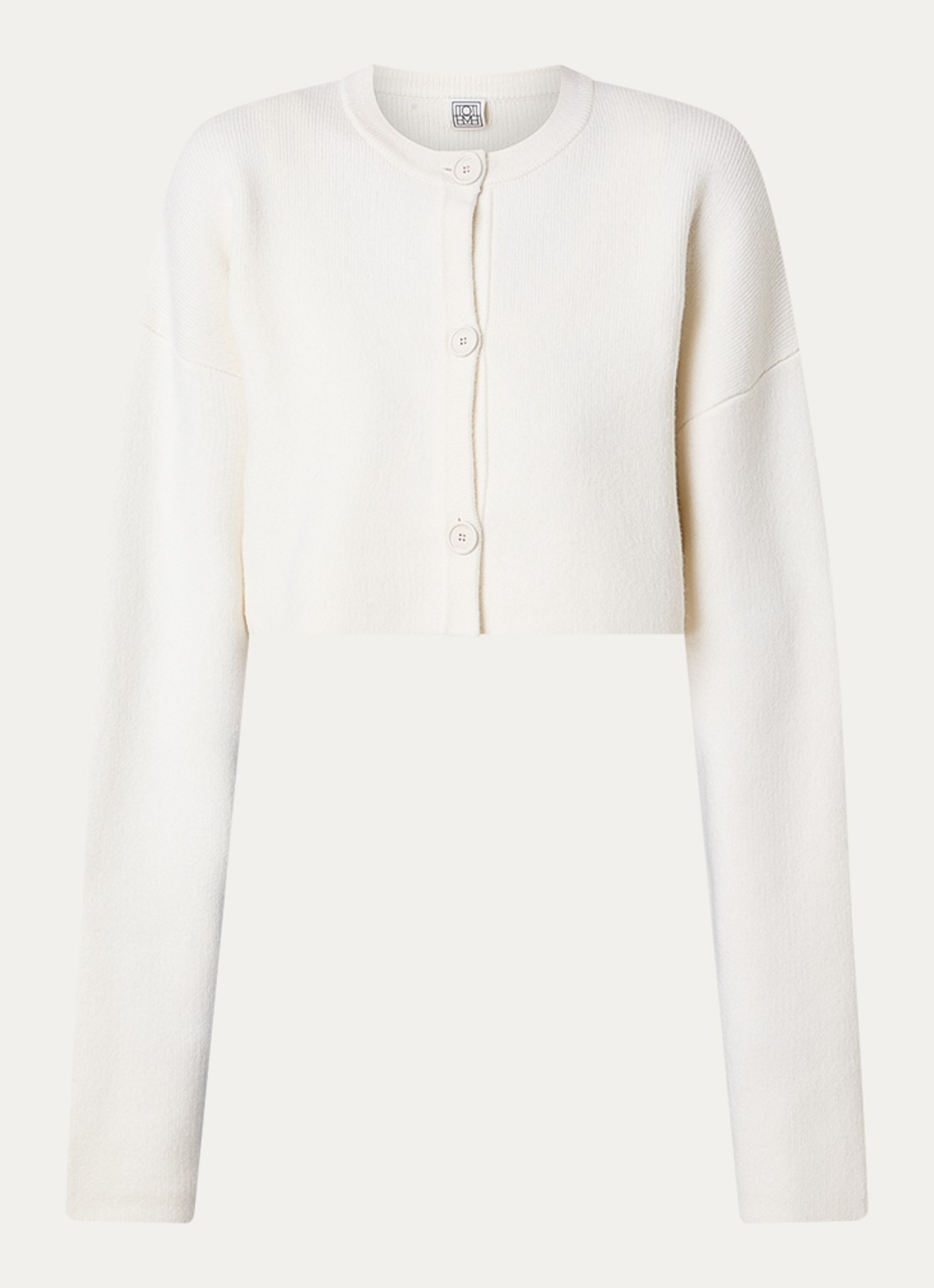 TOTEME Cropped fijngebreid vest met ronde hals - voorkant 4 gebroken wit
