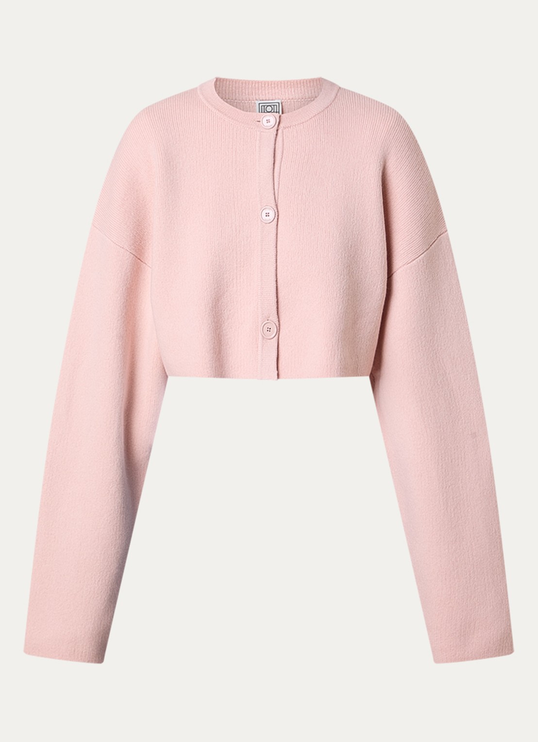 TOTEME Cropped fijngebreid vest met ronde hals - voorkant 2 oudroze