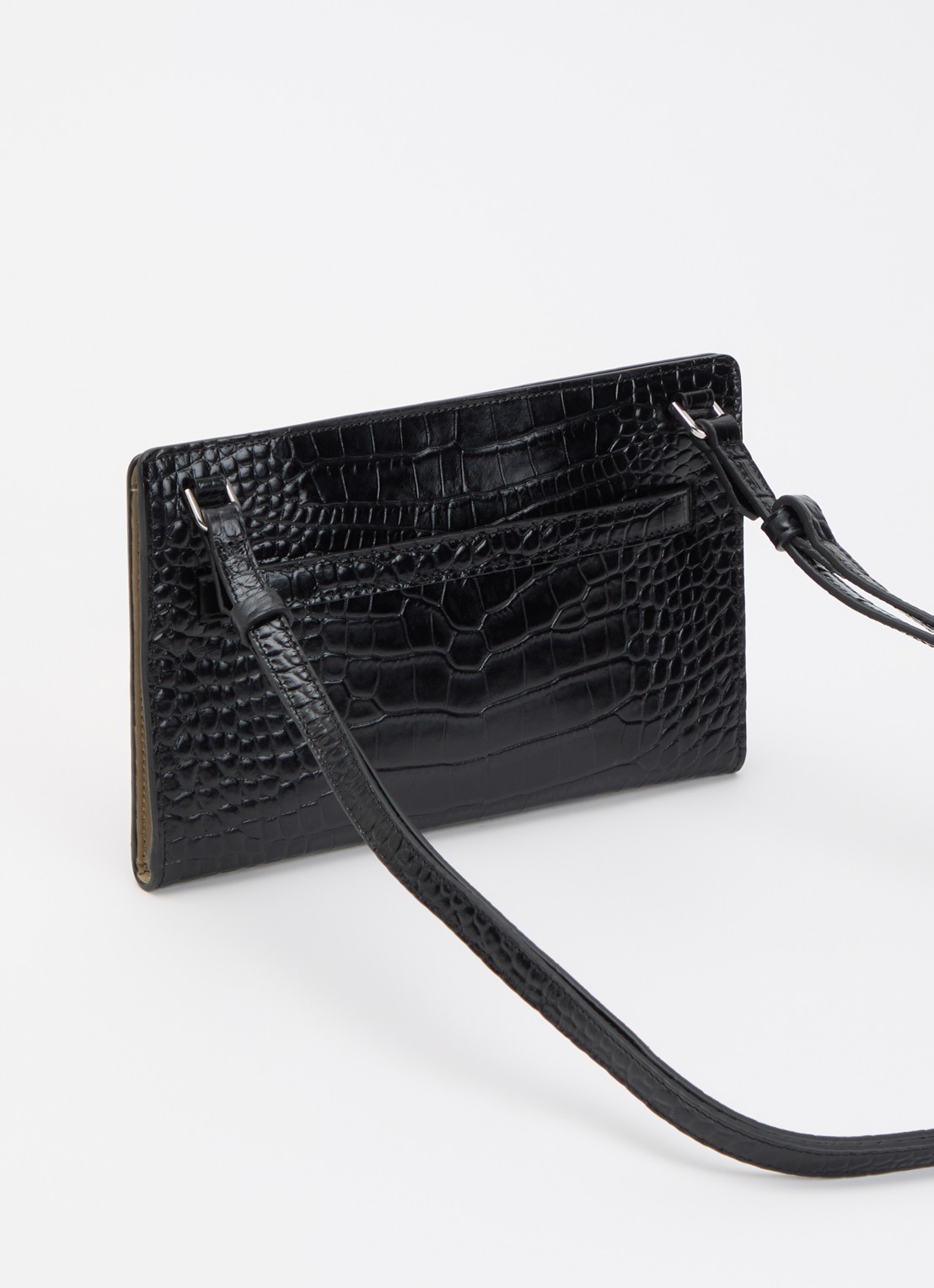 TOTEME Crossbody tas van kalfsleer en cocostructuur - achterkant zwart
