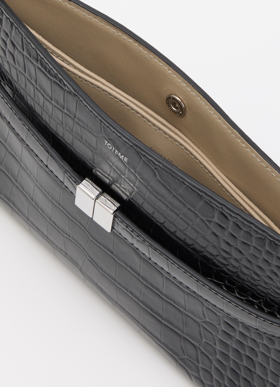 TOTEME Crossbody tas van kalfsleer en cocostructuur - detail 2 zwart